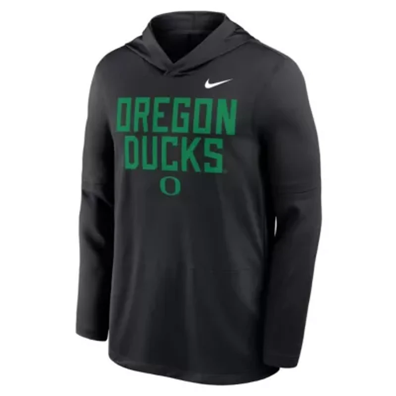 NCAA Nike Oregon Ducks 2025 Sideline Dri-FIT Long Sleeve Hoodie T-Shirt