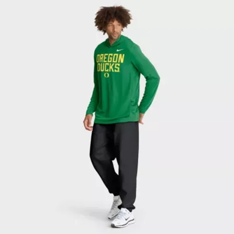 NCAA Nike Oregon Ducks 2025 Sideline Dri-FIT Long Sleeve Hoodie T-Shirt