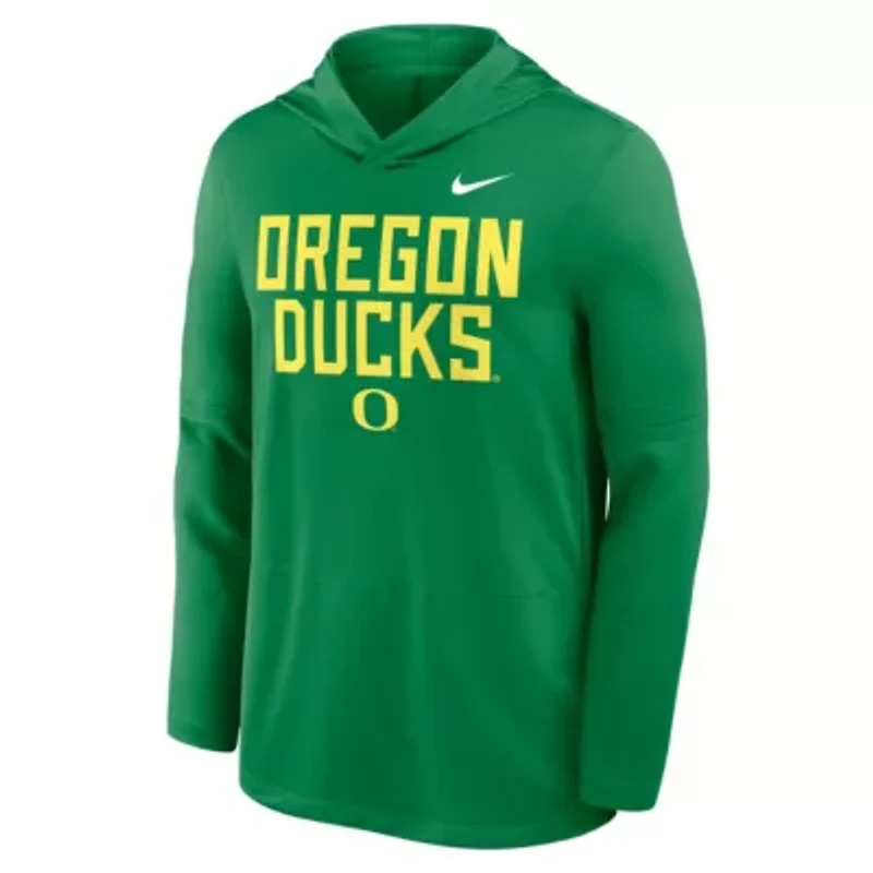 NCAA Nike Oregon Ducks 2025 Sideline Dri-FIT Long Sleeve Hoodie T-Shirt
