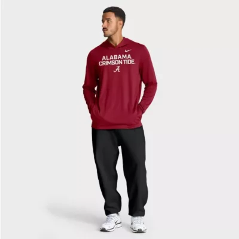 Alabama Crimson Tide NCAA Nike 2025 Sideline Dri-FIT Long Sleeve Hoodie T-Shirt