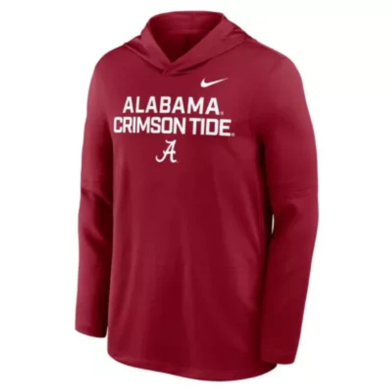 Alabama Crimson Tide NCAA Nike 2025 Sideline Dri-FIT Long Sleeve Hoodie T-Shirt