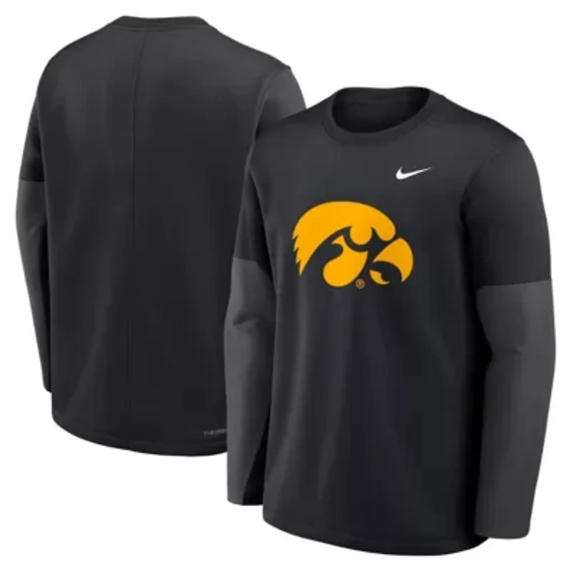 NCAA Nike Iowa Hawkeyes 2025 Sideline Coach Therma-FIT Long Sleeve T-Shirt