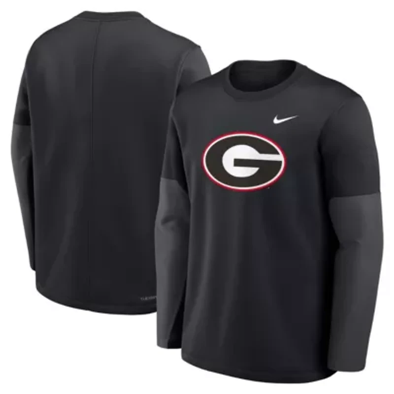 NCAA Nike Georgia Bulldogs 2025 Sideline Coach Therma-FIT Long Sleeve T-Shirt