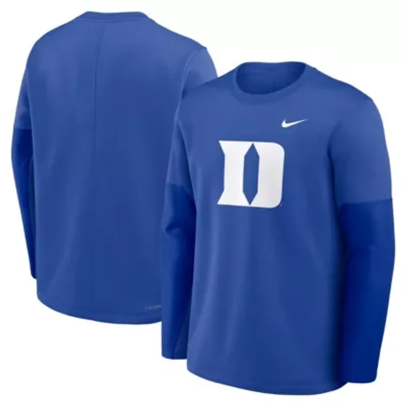 Duke Blue Devils NCAA Nike 2025 Sideline Coach Therma-FIT Long Sleeve T-Shirt