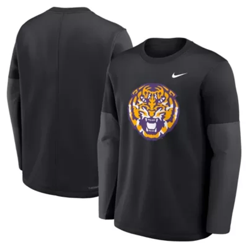 NCAA Nike LSU Tigers 2025 Sideline Coach Therma-FIT Long Sleeve T-Shirt