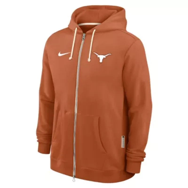 NCAA Nike Burnt Texas Longhorns 2025 Sideline Standard Issue Dri-FIT Full-Zip Hoodie