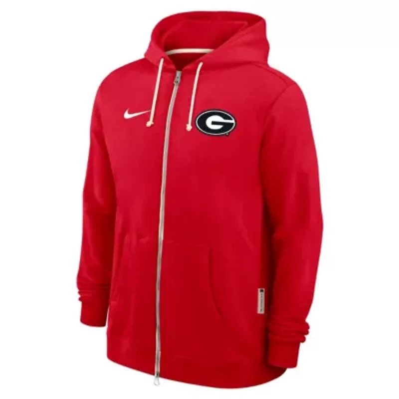 NCAA Nike Georgia Bulldogs 2025 Sideline Standard Issue Dri-FIT Full-Zip Hoodie