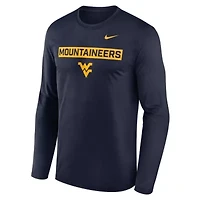 NCAA Nike West Virginia Mountaineers Primetime Campus 2-Hit Legend Dri-FIT Long Sleeve T-Shirt