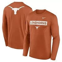 NCAA Nike Burnt Texas Longhorns Primetime Campus 2-Hit Legend Dri-FIT Long Sleeve T-Shirt