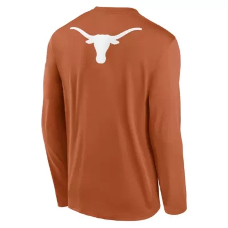 NCAA Nike Burnt Texas Longhorns Primetime Campus 2-Hit Legend Dri-FIT Long Sleeve T-Shirt
