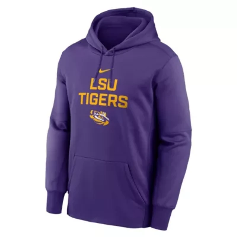 NCAA Nike LSU Tigers Team Stacked Performance Pullover Hoodie