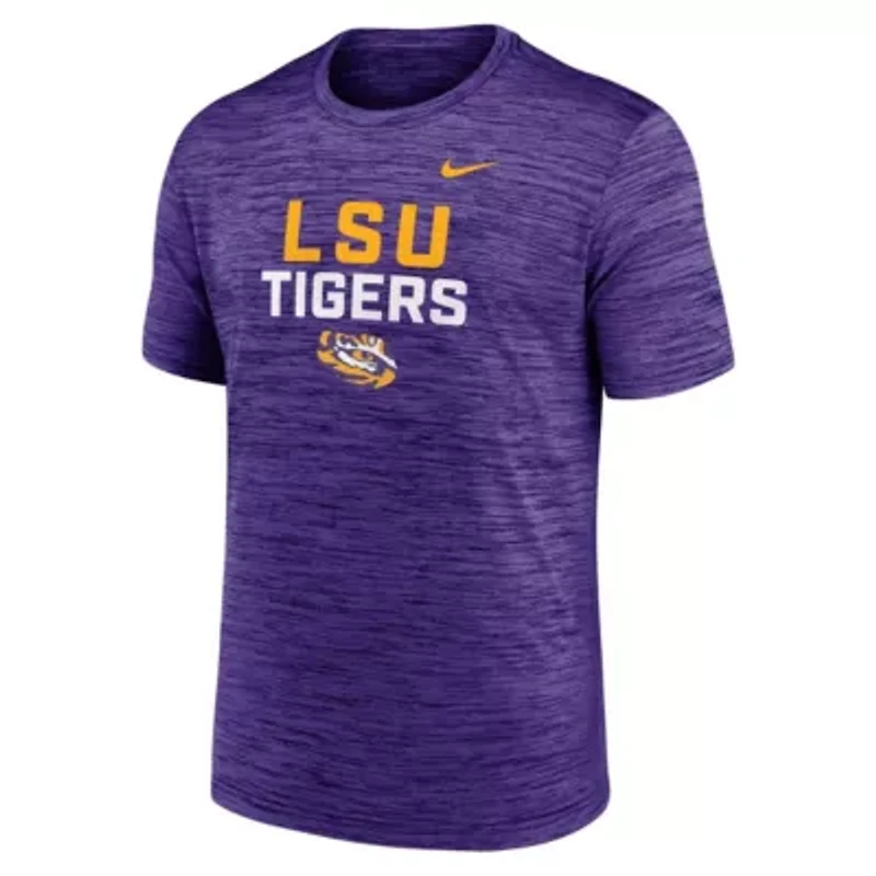 NCAA Nike LSU Tigers Campus Center Stack Velocity Dri-FIT T-Shirt