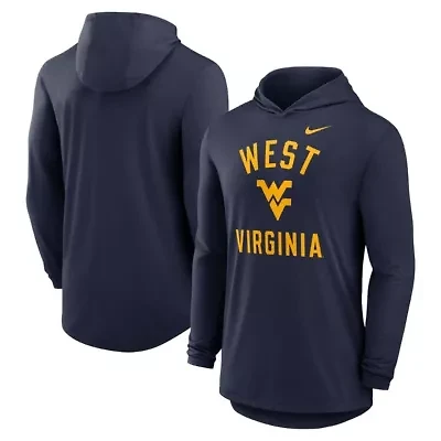 NCAA Nike West Virginia Mountaineers Classic Arch Tri-Blend Dri-FIT Long Sleeve Hoodie T-Shirt