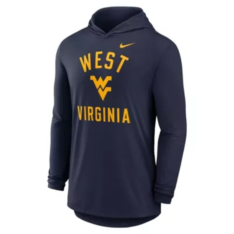 NCAA Nike West Virginia Mountaineers Classic Arch Tri-Blend Dri-FIT Long Sleeve Hoodie T-Shirt