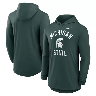 NCAA Nike Michigan State Spartans Classic Arch Tri-Blend Dri-FIT Long Sleeve Hoodie T-Shirt