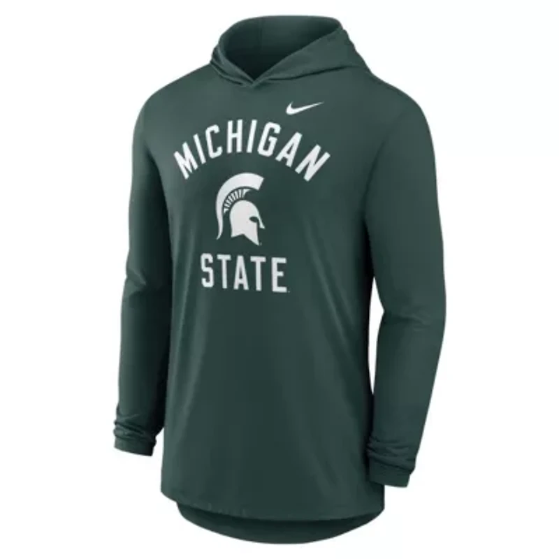 NCAA Nike Michigan State Spartans Classic Arch Tri-Blend Dri-FIT Long Sleeve Hoodie T-Shirt