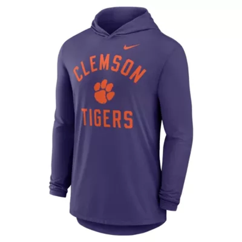 NCAA Nike Clemson Tigers Classic Arch Tri-Blend Dri-FIT Long Sleeve Hoodie T-Shirt