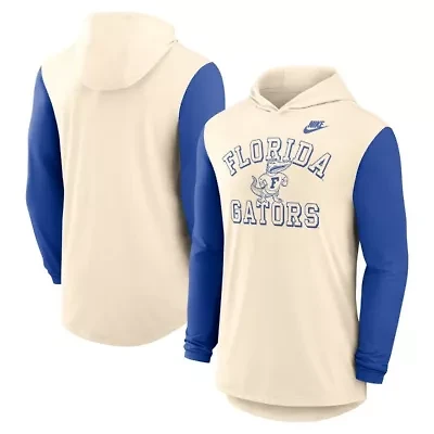 NCAA Nike Natural/Royal Florida Gators Legacy Color-Block Tri-Blend Long Sleeve Hoodie T-Shirt