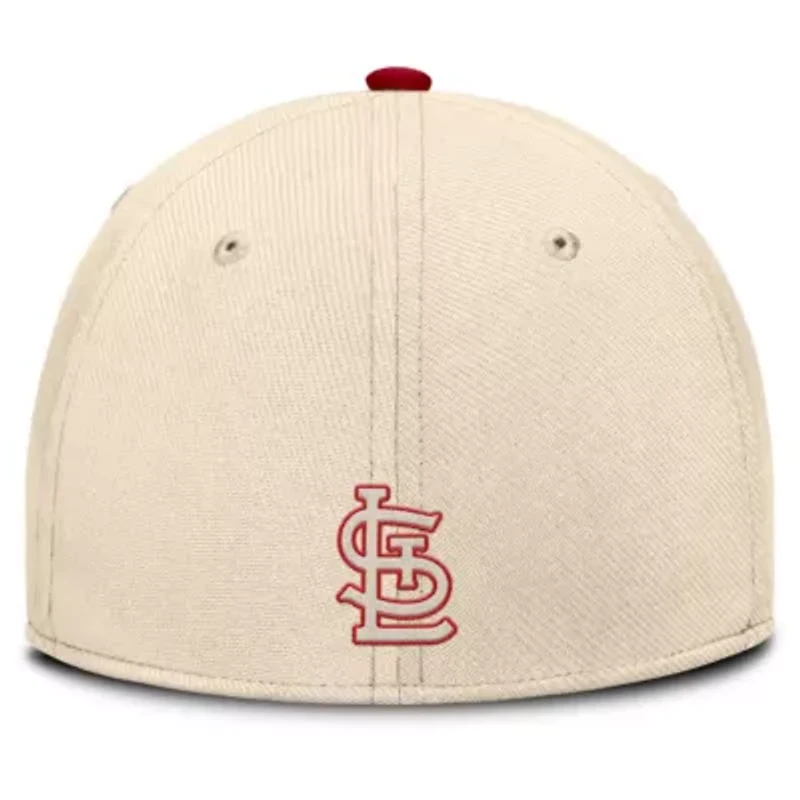 MLB Nike Natural/Red St. Louis Cardinals Statement Rise Performance Flex Hat