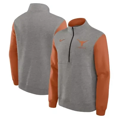 NCAA Nike Gray/Texas Texas Longhorns Club Fleece Half-Zip Pullover