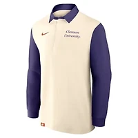 NCAA Nike Cream/Purple Clemson Tigers Rugby Long Sleeve Shirt