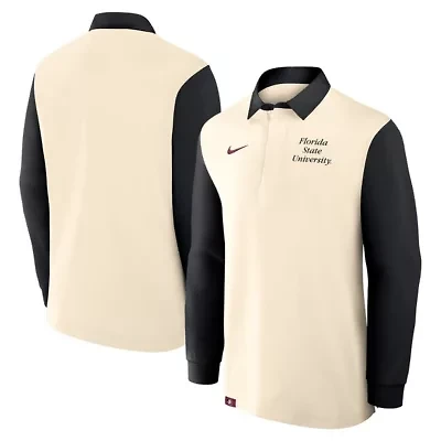 NCAA Nike Cream/Black Florida State Seminoles Rugby Long Sleeve Shirt