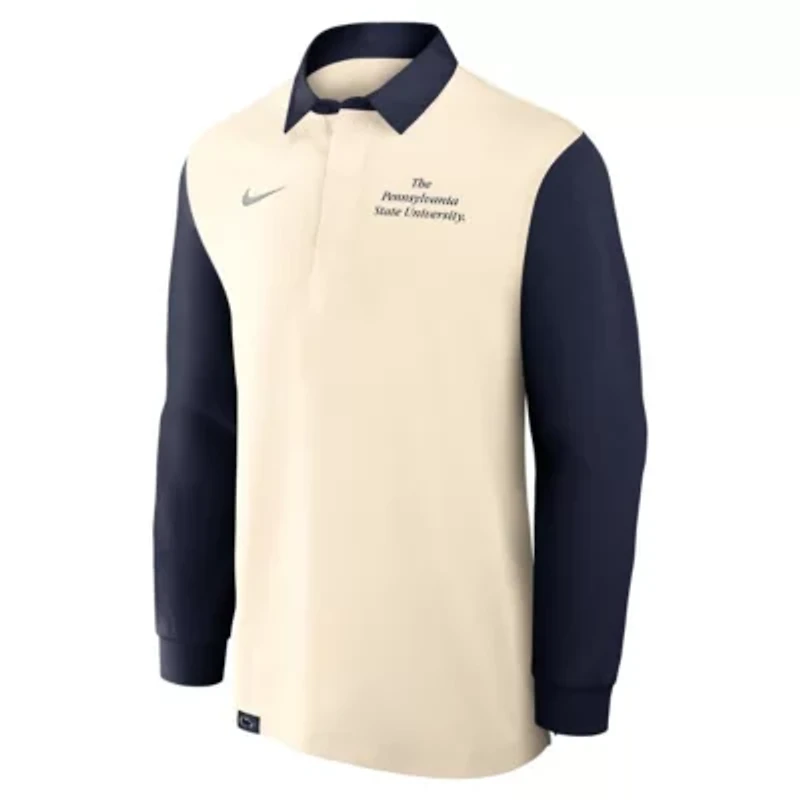 NCAA Nike Cream/Navy Penn State Nittany Lions Rugby Long Sleeve Shirt