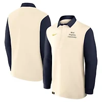 NCAA Nike Cream/Navy West Virginia Mountaineers Rugby Long Sleeve Shirt