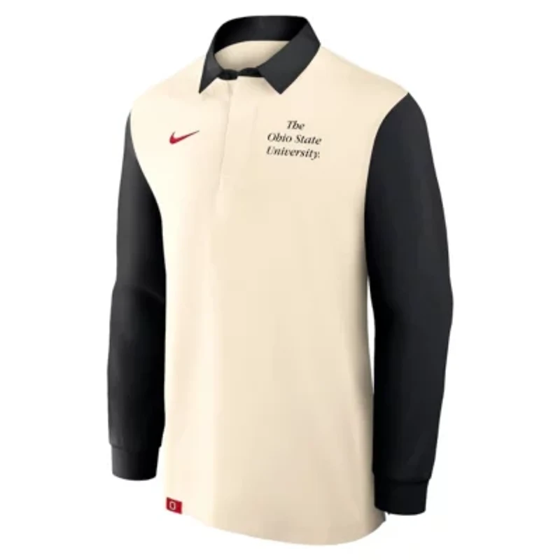 NCAA Nike Cream/Black Ohio State Buckeyes Rugby Long Sleeve Shirt