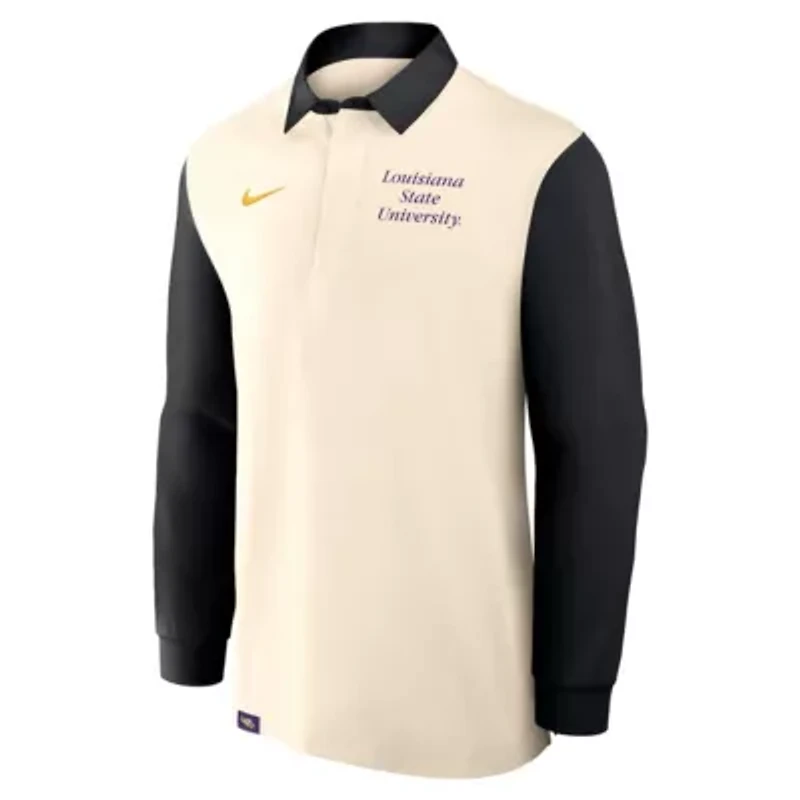 NCAA Nike Cream/Black LSU Tigers Rugby Long Sleeve Shirt