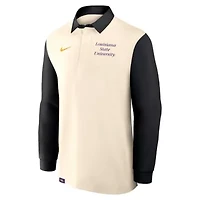 NCAA Nike Cream/Black LSU Tigers Rugby Long Sleeve Shirt