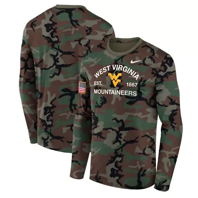NCAA Nike West Virginia Mountaineers 2025 Military Appreciation Legend Dri-FIT Long Sleeve T-Shirt