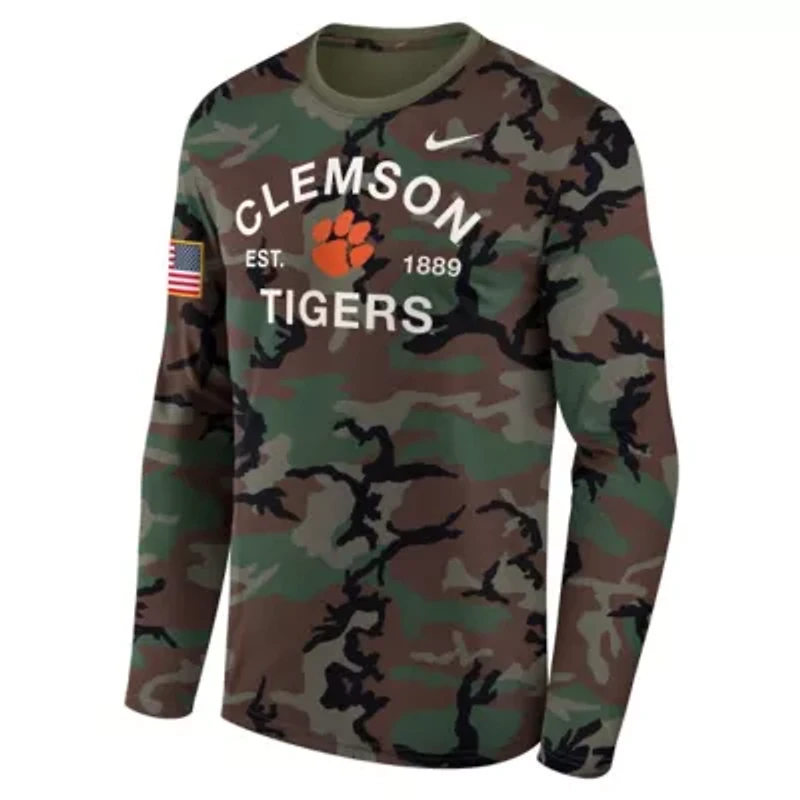 NCAA Nike Clemson Tigers 2025 Military Appreciation Legend Dri-FIT Long Sleeve T-Shirt