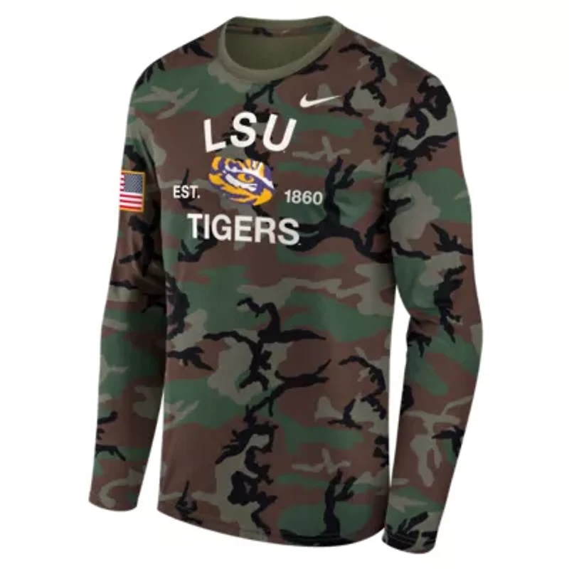 NCAA Nike LSU Tigers 2025 Military Appreciation Legend Dri-FIT Long Sleeve T-Shirt