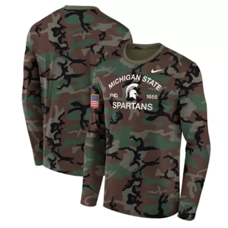 NCAA Nike Michigan State Spartans 2025 Military Appreciation Legend Dri-FIT Long Sleeve T-Shirt