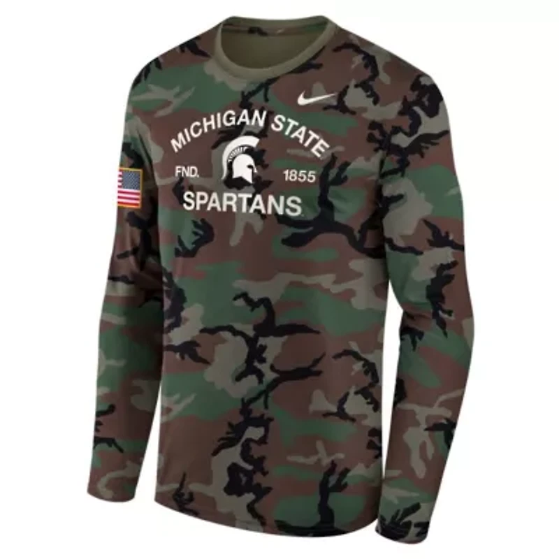 NCAA Nike Michigan State Spartans 2025 Military Appreciation Legend Dri-FIT Long Sleeve T-Shirt
