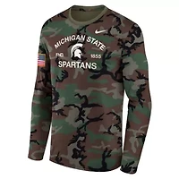 NCAA Nike Michigan State Spartans 2025 Military Appreciation Legend Dri-FIT Long Sleeve T-Shirt