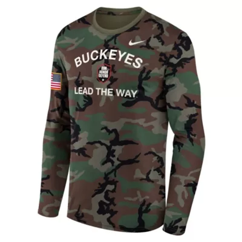 NCAA Nike Ohio State Buckeyes 2025 Military Appreciation Legend Dri-FIT Long Sleeve T-Shirt