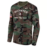 NCAA Nike Ohio State Buckeyes 2025 Military Appreciation Legend Dri-FIT Long Sleeve T-Shirt