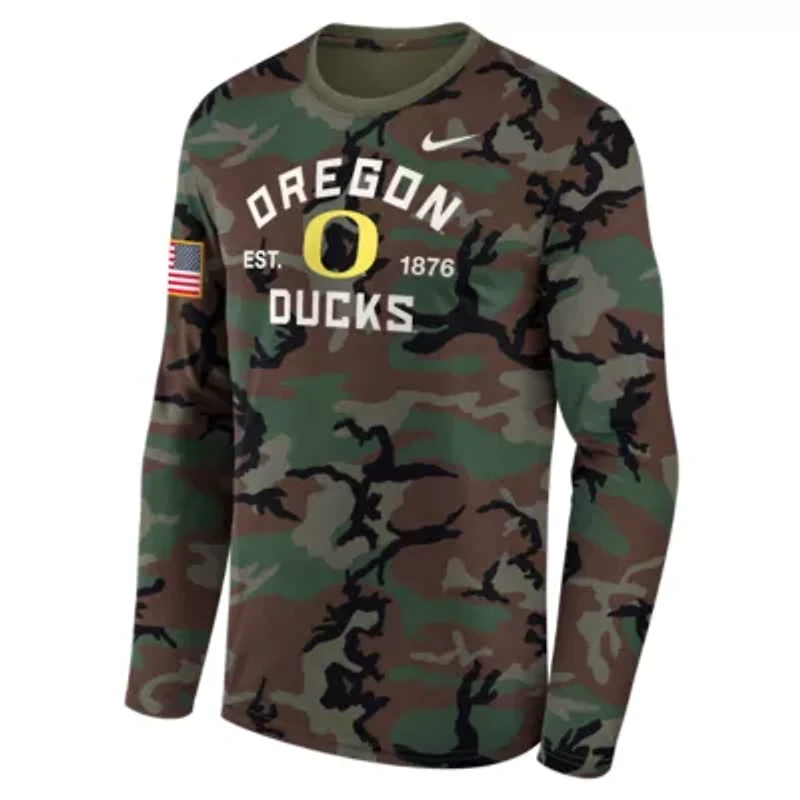 NCAA Nike Oregon Ducks 2025 Military Appreciation Legend Dri-FIT Long Sleeve T-Shirt