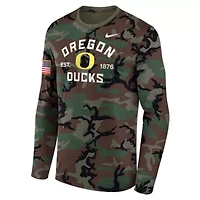 NCAA Nike Oregon Ducks 2025 Military Appreciation Legend Dri-FIT Long Sleeve T-Shirt
