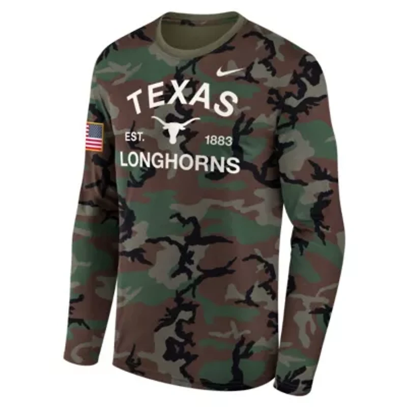 NCAA Nike Texas Longhorns 2025 Military Appreciation Legend Dri-FIT Long Sleeve T-Shirt
