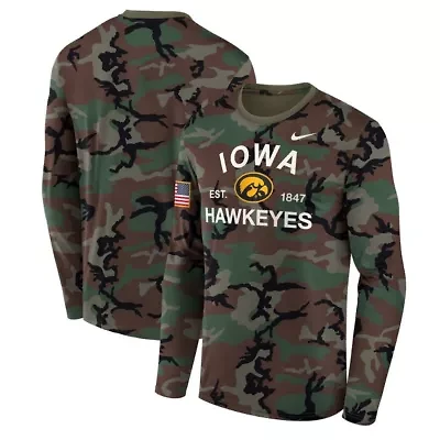 NCAA Nike Iowa Hawkeyes 2025 Military Appreciation Legend Dri-FIT Long Sleeve T-Shirt