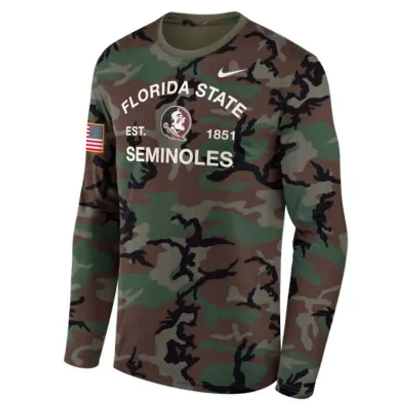 NCAA Nike Florida State Seminoles 2025 Military Appreciation Legend Dri-FIT Long Sleeve T-Shirt