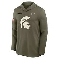 NCAA Nike Michigan State Spartans 2025 Military Appreciation Dri-FIT Long Sleeve Hoodie T-Shirt