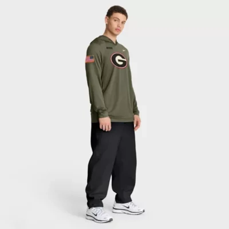 NCAA Nike Georgia Bulldogs 2025 Military Appreciation Dri-FIT Long Sleeve Hoodie T-Shirt