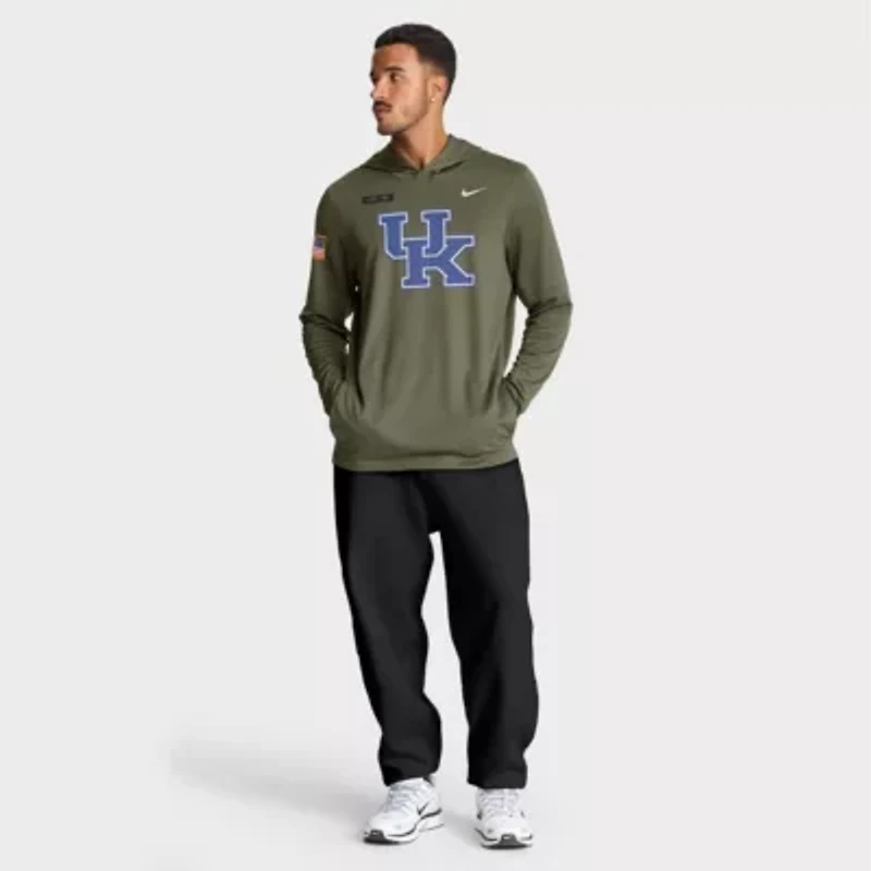 NCAA Nike Kentucky Wildcats 2025 Military Appreciation Dri-FIT Long Sleeve Hoodie T-Shirt