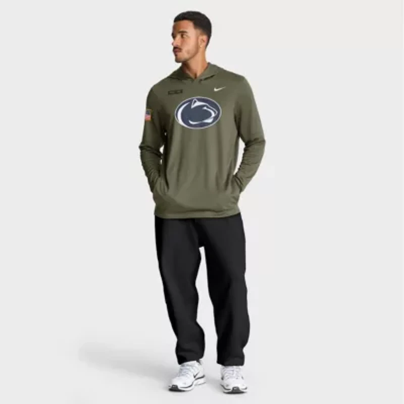 NCAA Nike Penn State Nittany Lions 2025 Military Appreciation Dri-FIT Long Sleeve Hoodie T-Shirt