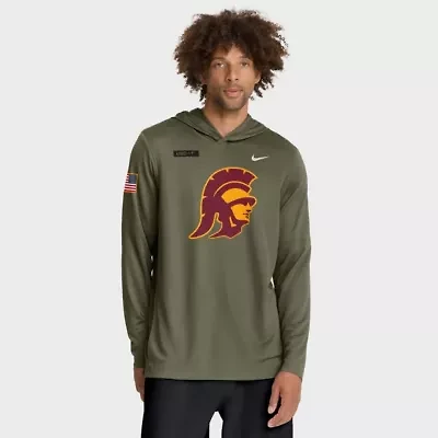 NCAA Nike USC Trojans 2025 Military Appreciation Dri-FIT Long Sleeve Hoodie T-Shirt