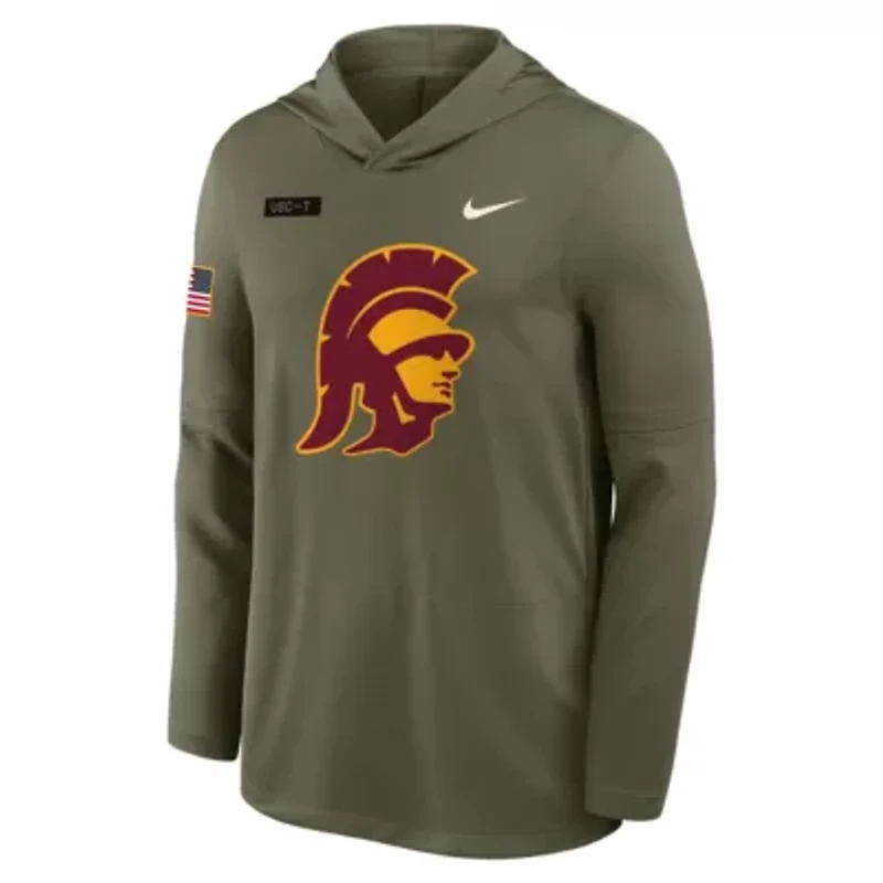 NCAA Nike USC Trojans 2025 Military Appreciation Dri-FIT Long Sleeve Hoodie T-Shirt